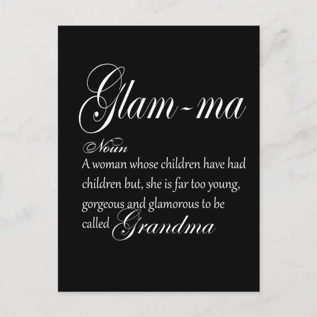 GLAM MA mormor definition Vykort (Framsida)