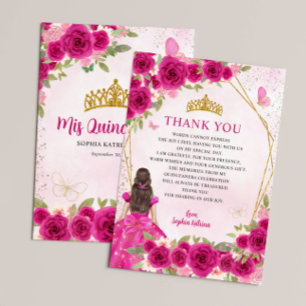 Glam Magenta Rosa Guld Blommigt Princess Quinceañe Tack Kort