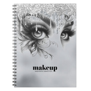Glam Makeup Dripping Silver Flitter Anteckningsbok
