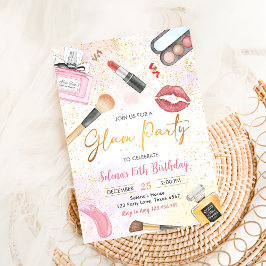 Glam Makeup Födelsedagsfest Spa Party-inbjudan Inbjudningar