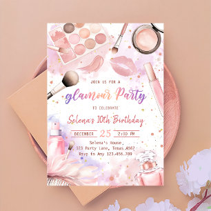 Glam Makeup Födelsedagsfest Spa Party-inbjudan Inbjudningar