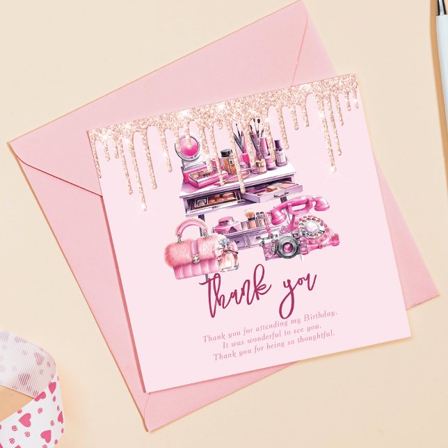 Glam Makeup Girl Birthday Tack Kort (Skapare uppladdad)