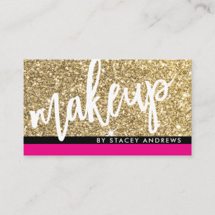 GLAM MAKEUP söt penselbrev vid rosan guld glitter Visitkort