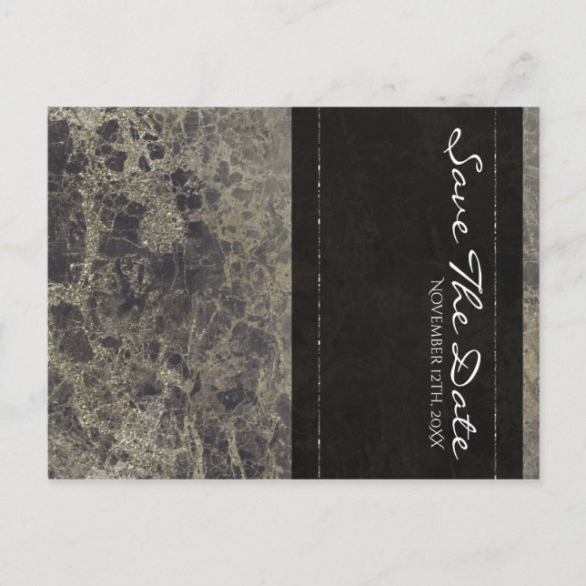 Glam Marble Granite Shimmer Elegant Spara datumet Meddelande Vykort (Framsida)