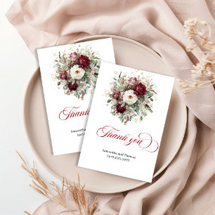 Glam Marsala Blommig Eukalyptus Tacksamhetskort Tack Kort