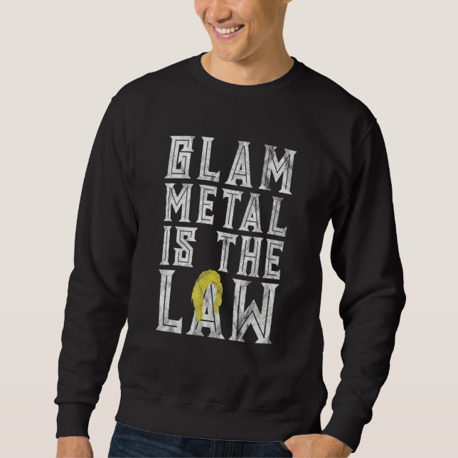 Glam Metall är Lag 80-talets Wig Funny Hair Metall Lång Ärmad Tröja (Framsida)