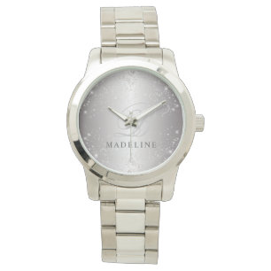 Glam Metallic Silver Glitter Anpassade Namn Armbandsur