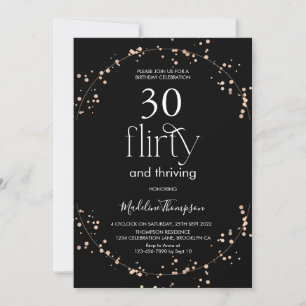 Glam Minimalist Black Guld Glitter Vuxen Birthag Inbjudningar