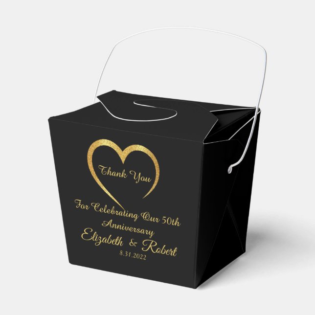 Glam Minimalistisk Guld & Svart Födelsedag Jubileu Presentaskar (Framsidan Sidan)