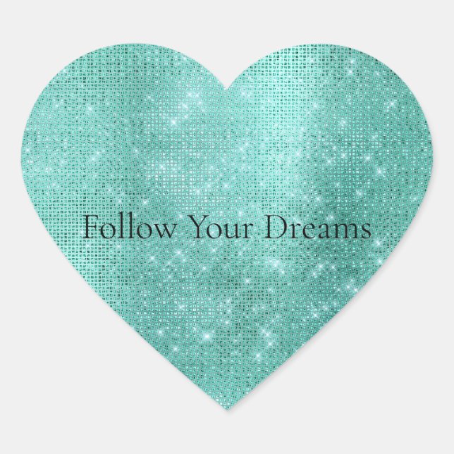 Glam Mint Gnistra Hjärtformat Klistermärke (Framsida)