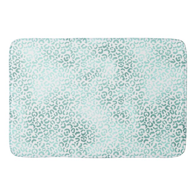 Glam Mint Leopard Skriv ut Badrumsmatta (Framsidan)