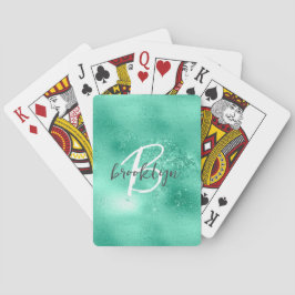 Glam Mintgrön Trendig Skript Monogram Casinokort