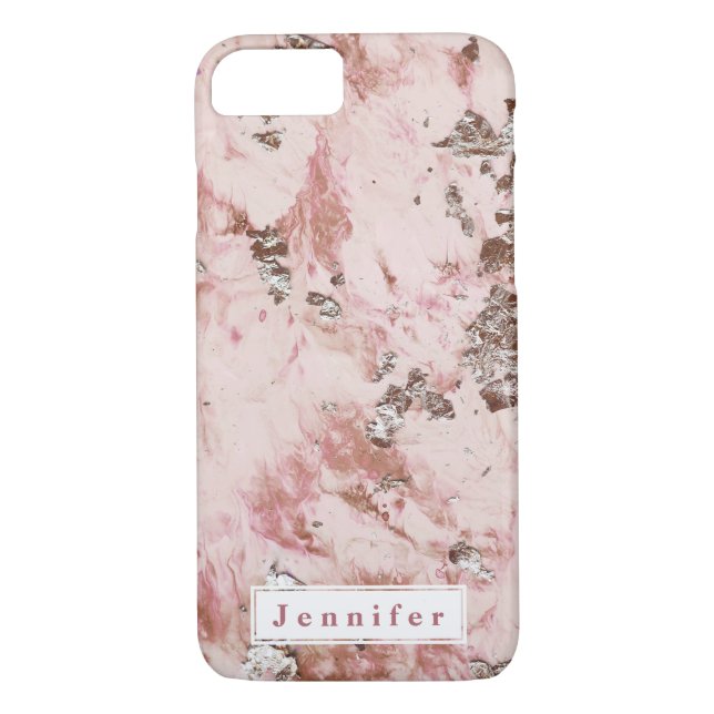 Glam modern  rosa guldmarmor personlig Case-Mate iPhone skal (Baksida)