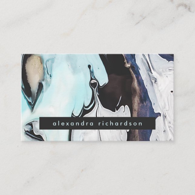Glam modernt bläck virvlar runt visitkort (Framsida)