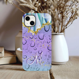 Glam Monogram M Guld Lila Fantasy Regndroppar