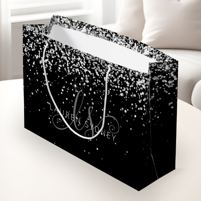 Glam Monogram Namn, Black Silver Glitter (Skapare uppladdad)