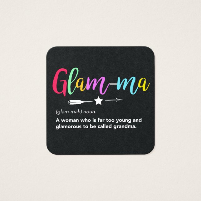 Glam-morsa, Glamma Definition Grandma Fyrkantigt Visitkort (Framsida)