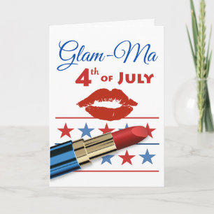 Glam Morsa Mamma Fjärde juli Röd läppstift Kort
