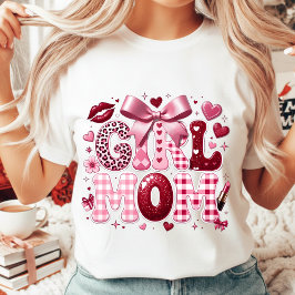 Glam Mother's Day Gift Girl Mom Retro Leopard Pink T Shirt