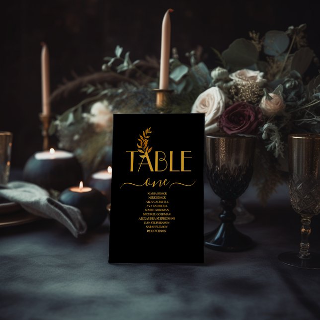 Glam Mystical Black Guld Clouds Måne Bröllop Bordsnummer (Skapare uppladdad)