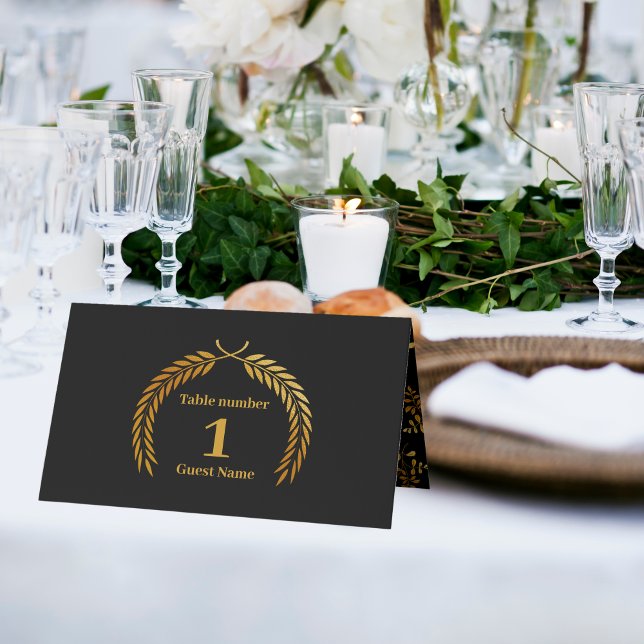 Glam Mystical Black Guld Clouds Måne Bröllop Placeringskort (Skapare uppladdad)