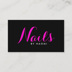 Glam Nagel Script Rosa/svart Affärskort Visitkort