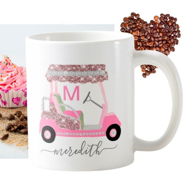 Glam Namn Monogram Ro Guld Golf Cart Kaffemugg (Skapare uppladdad)