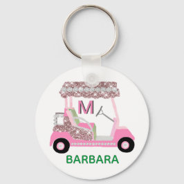 Glam Namn Monogram Ro Guld Golf Cart Keychain Nyckelring