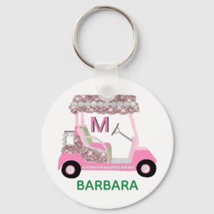 Glam Namn Monogram Ro Guld Golf Cart Keychain Nyckelring