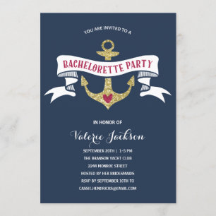 Glam Nautical Bachelorette Party Inbjudningar