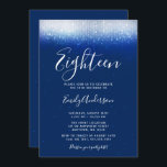 Glam Navy Blue 18:e födelsedagen Inbjudningar<br><div class="desc">Denna moderna 18-årsdag-inbjudan är designad att imponera på! Trendiget faux shimmer ljus på en marin blå bakgrund med ett modernt skript.</div>