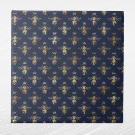 Glam Navy Blue Guld Bees Krona Kakelplatta