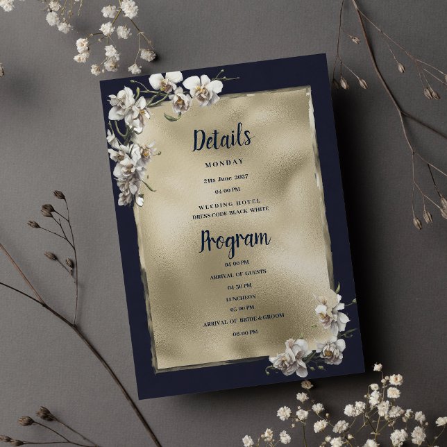 Glam navy blue guld white orchid Details Program (Glam navy blue gold white orchid Details Program)