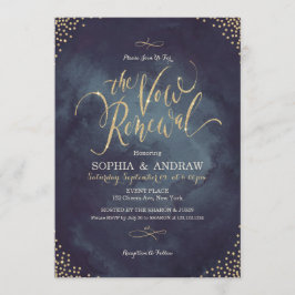 Glam night guld calligraphy vow förnyelse inbjudningar