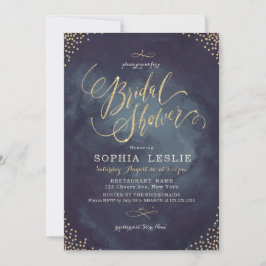 Glam night guld glitter calligraphy Möhippa Inbjudningar