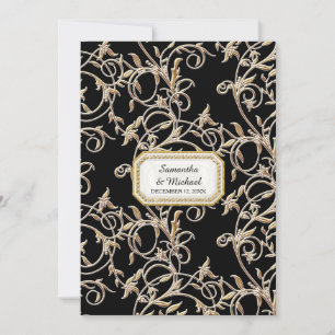 Glam Old Hollywood Reisy Tie Benvit Inbjudningar