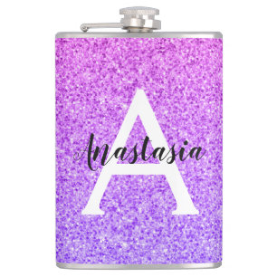 Glam Ombre Lila Glitter Sparkles Monogram Fickplunta
