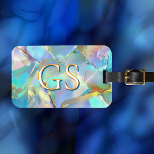 Glam Opal Design, Large Monogram eller Namn Bagagebricka