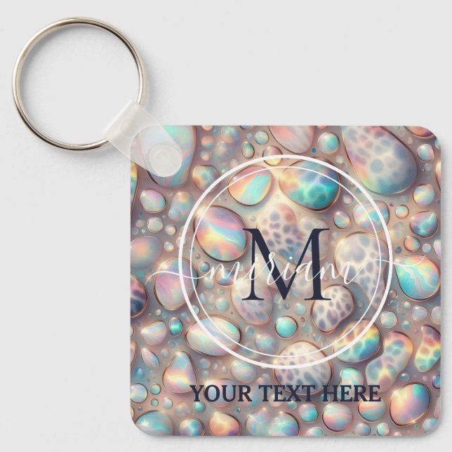 Glam Opal Leopard Print Girly Keychain Nyckelring (Framsida)