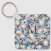 Glam Opal Leopard Print Girly Keychain