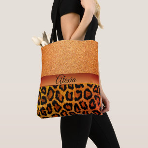 Glam Orange och Guld Leopard Tygkasse
