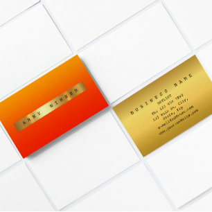 Glam Orange Red Ombre Vip Golden Foil Visitkort