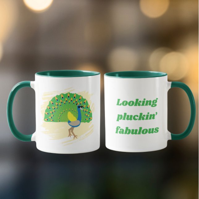 Glam Påfågel Puns Design Mugg (Skapare uppladdad)