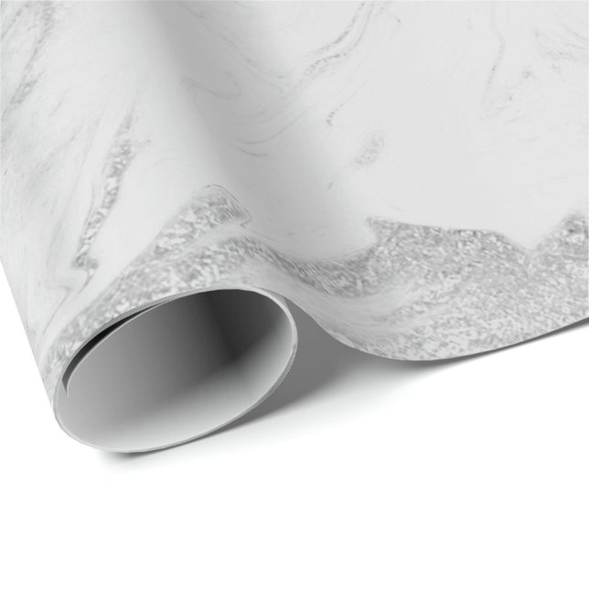 Glam Parly Grått Silver White Marble Glam Presentpapper (Rullad Hörn)