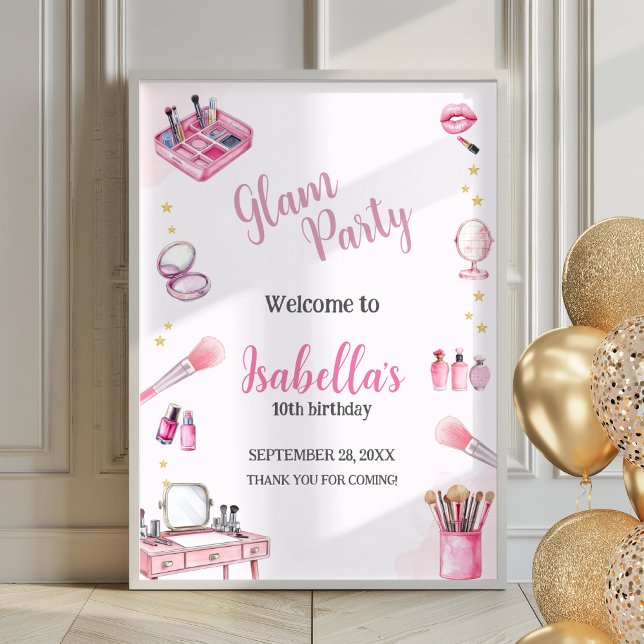 Glam Party Girl Beauty Spa Poster Välkomsttecken (Skapare uppladdad)