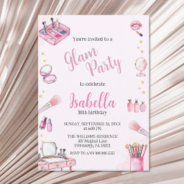 Glam Party Girl Beauty Watercolor Spa Birthday Inbjudningar