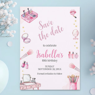 Glam Party Girl Beauty Watercolor Spa Birthday Spara Datumet
