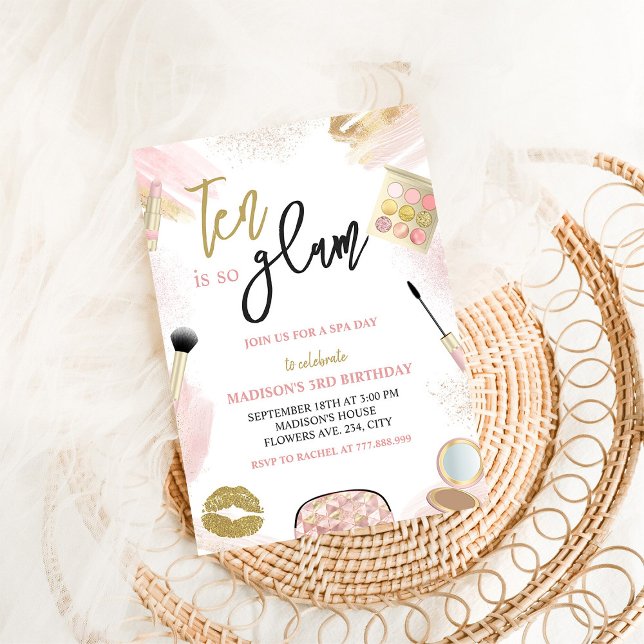 Glam Party Girl Makeup Spa 10:e Födelsedagsfesten Inbjudningar (Skapare uppladdad)