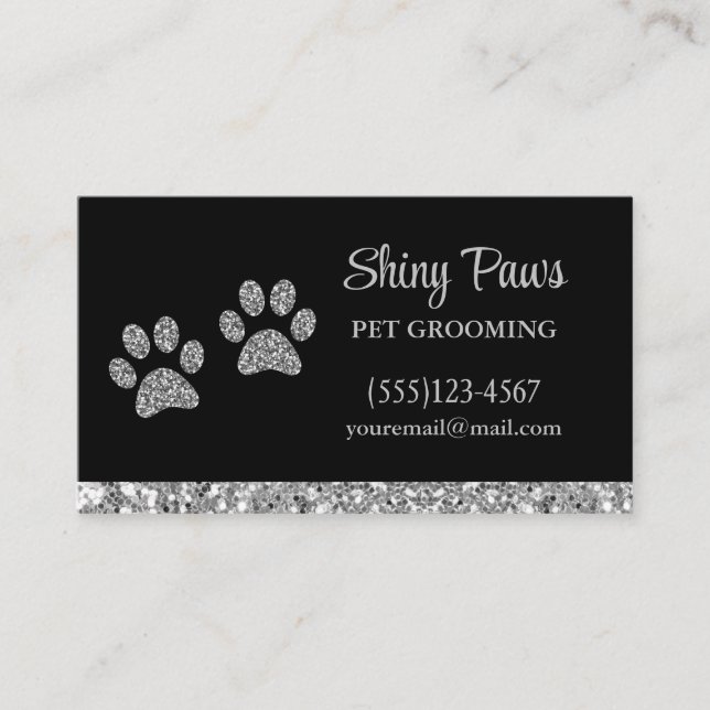Glam Paw Skriv ut Hund Pet Grooming Glitter Visitkort (Framsida)