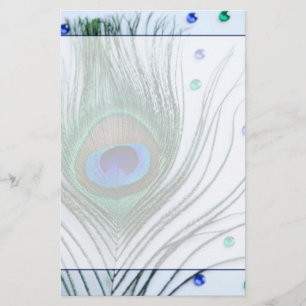 Glam Peacock Feather Blue Brevpapper